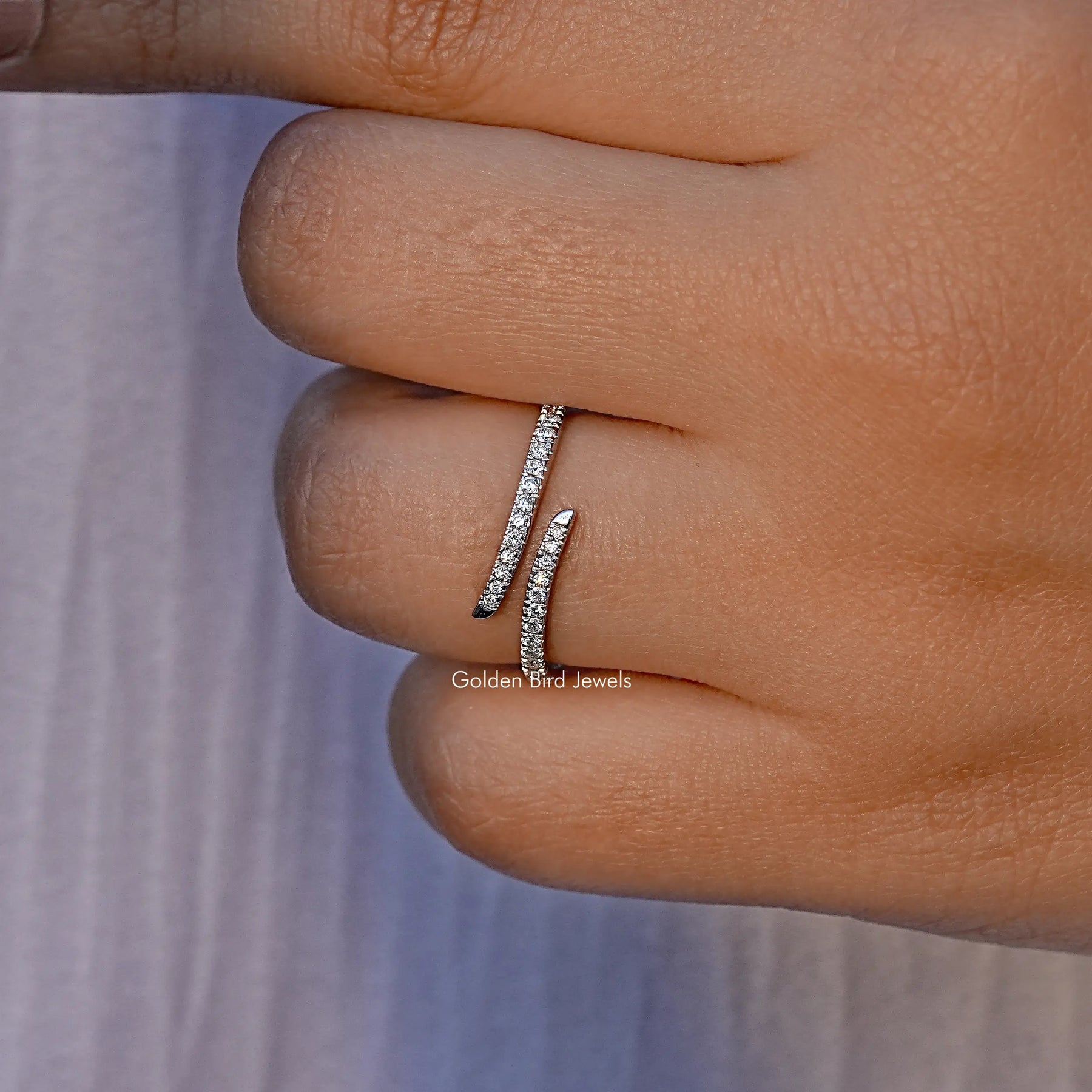 Round Cut Lab Diamond Open Cuff Band