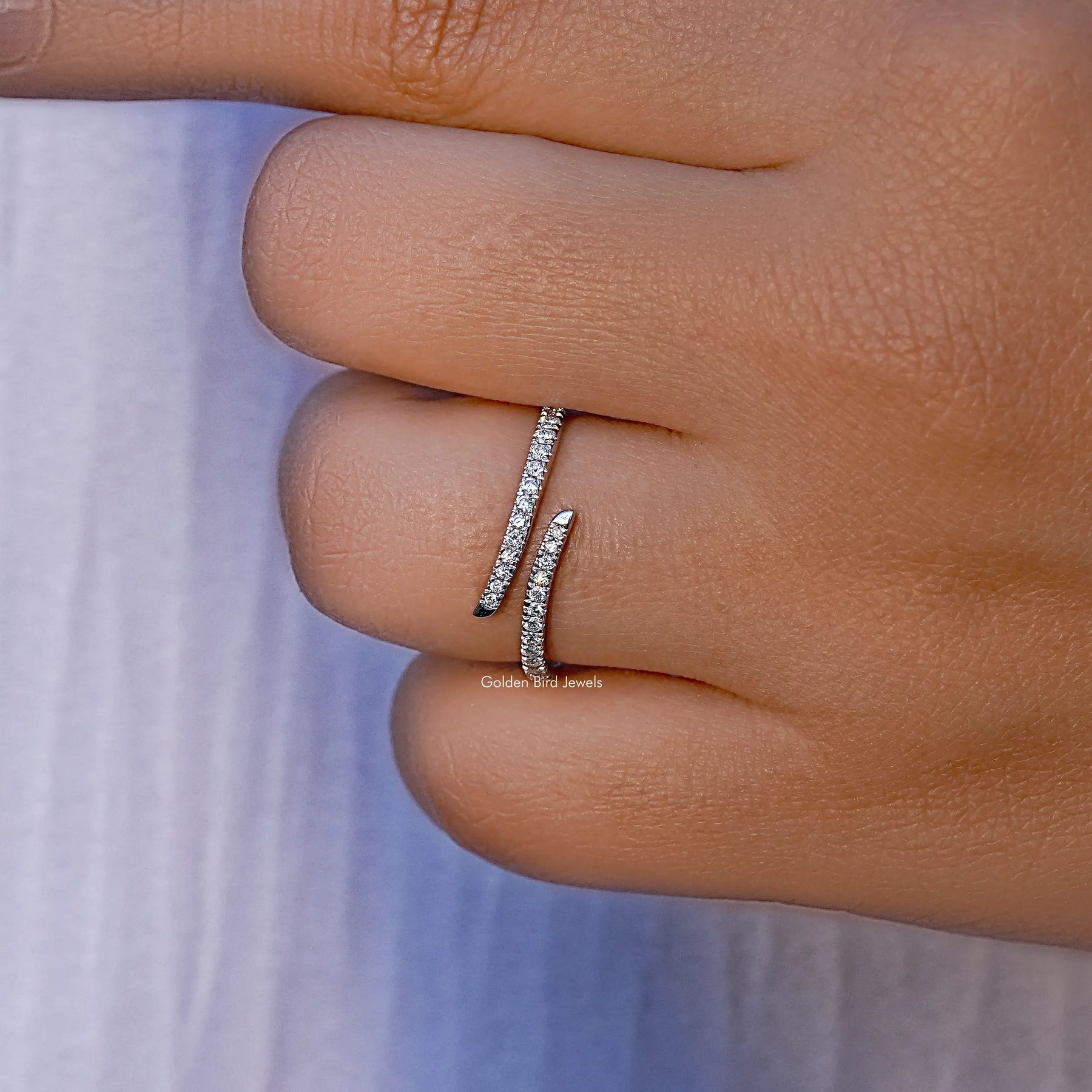 Round Cut Lab Diamond Open Cuff Band