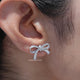 Round Cut Lab Diamond Ribbon Bow Stud Earrings