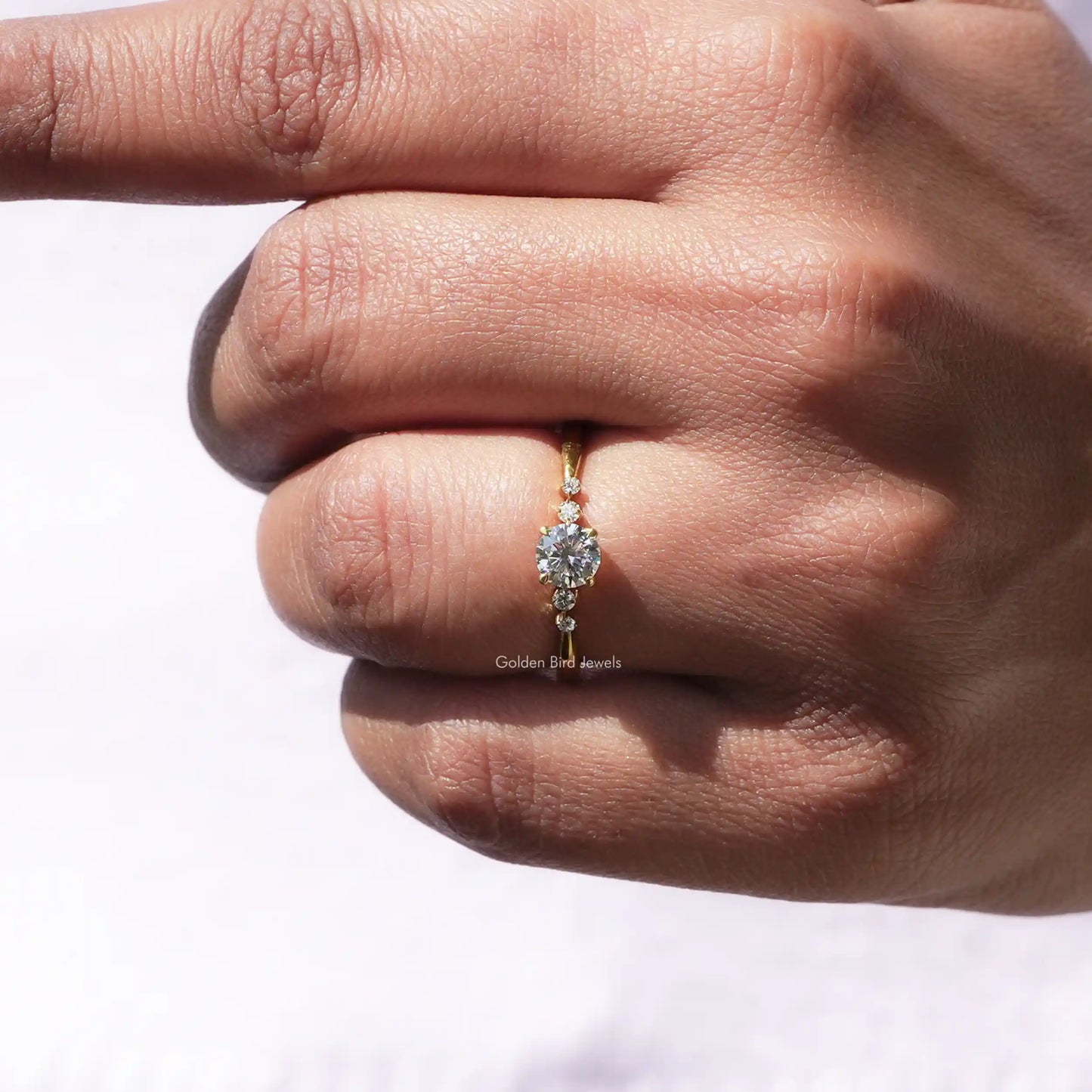 Top view of Lab Diamond Round Cut Ring for women 's wear