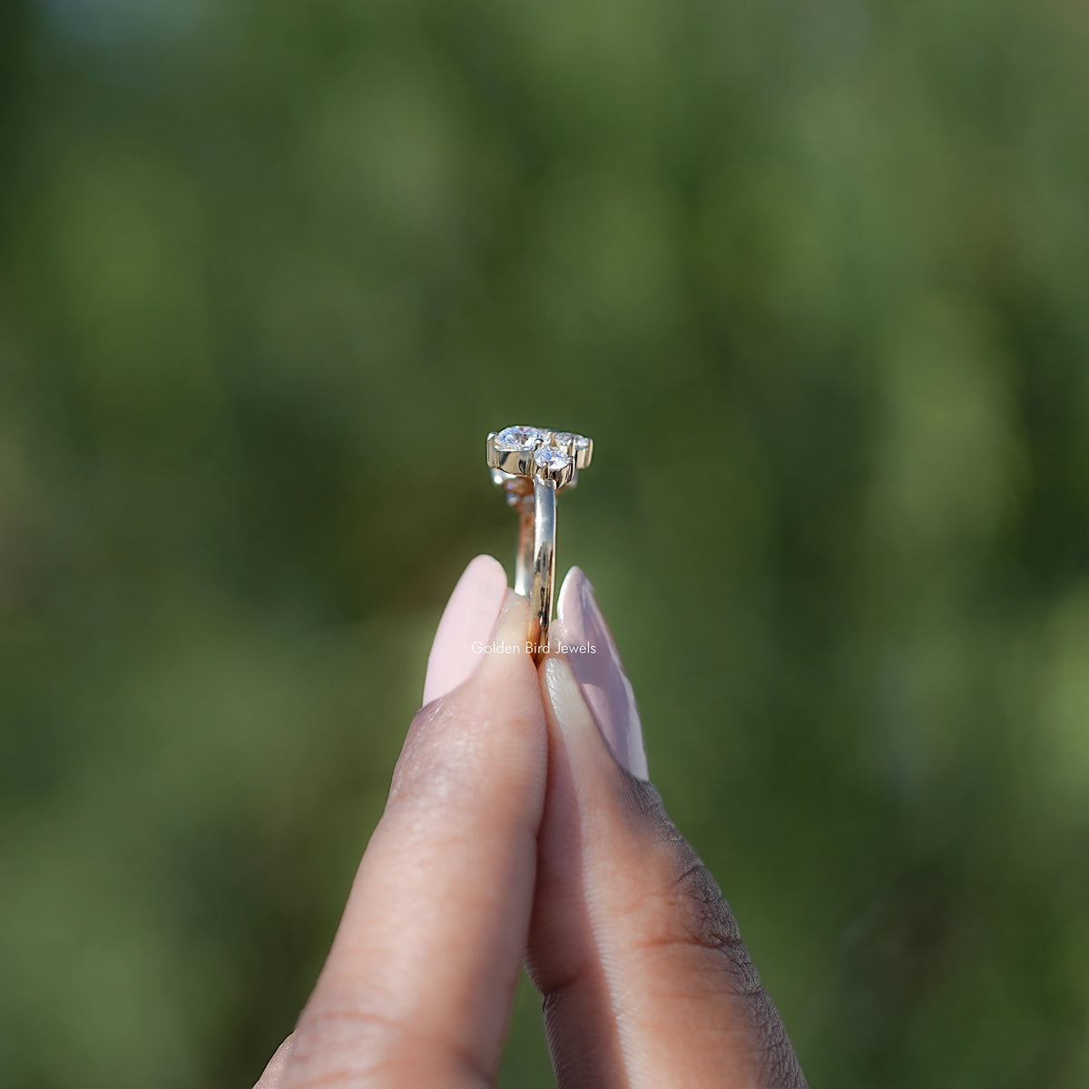 Side View of Round Shaped Lab Diamond Engagement Ring