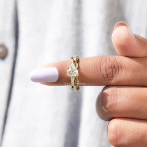 Round Cut Lab Diamond Accent Bridal Set