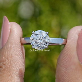 Round Cut Lab Diamond Solitaire Engagement Ring
