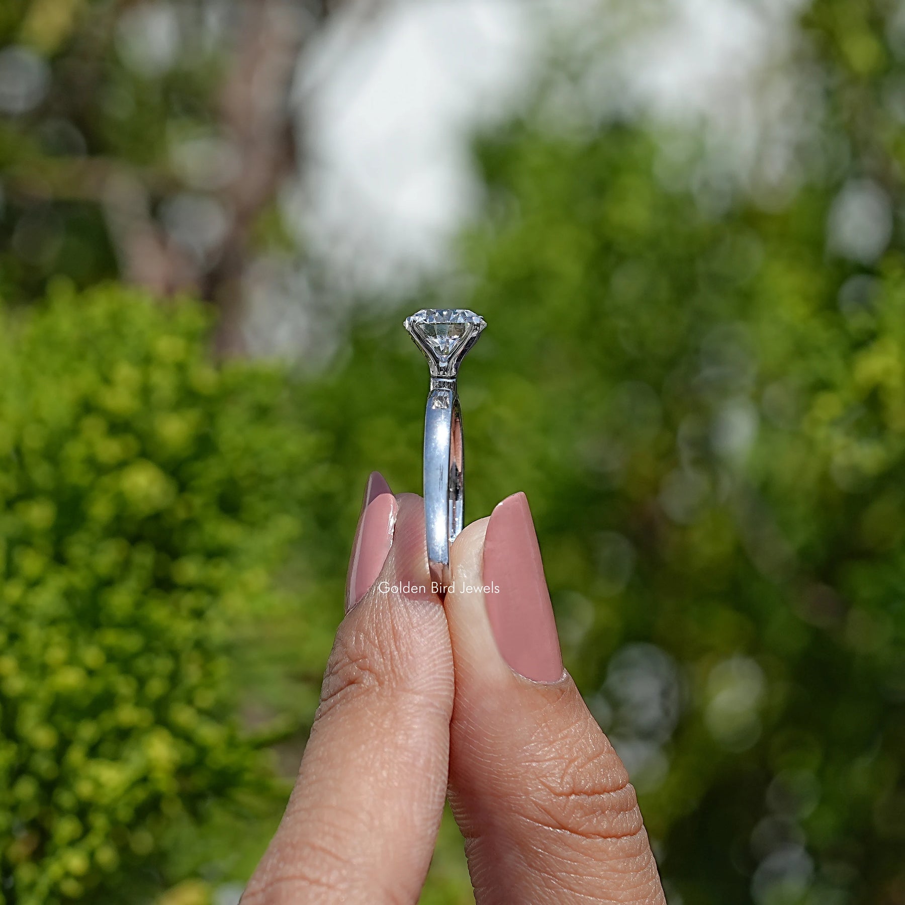 Round Cut Lab Diamond Solitaire Engagement Ring