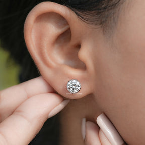 Milgrain Round Cut Lab Diamond Stud Earrings