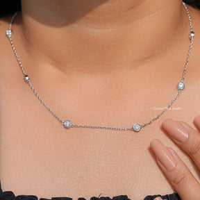 Round Shaped Lab Diamond Yard Necklace
