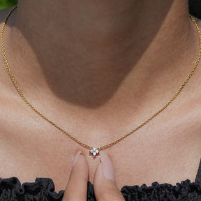 View Of Round Cut Lab Grown Diamond Pendant In Yellow Gold