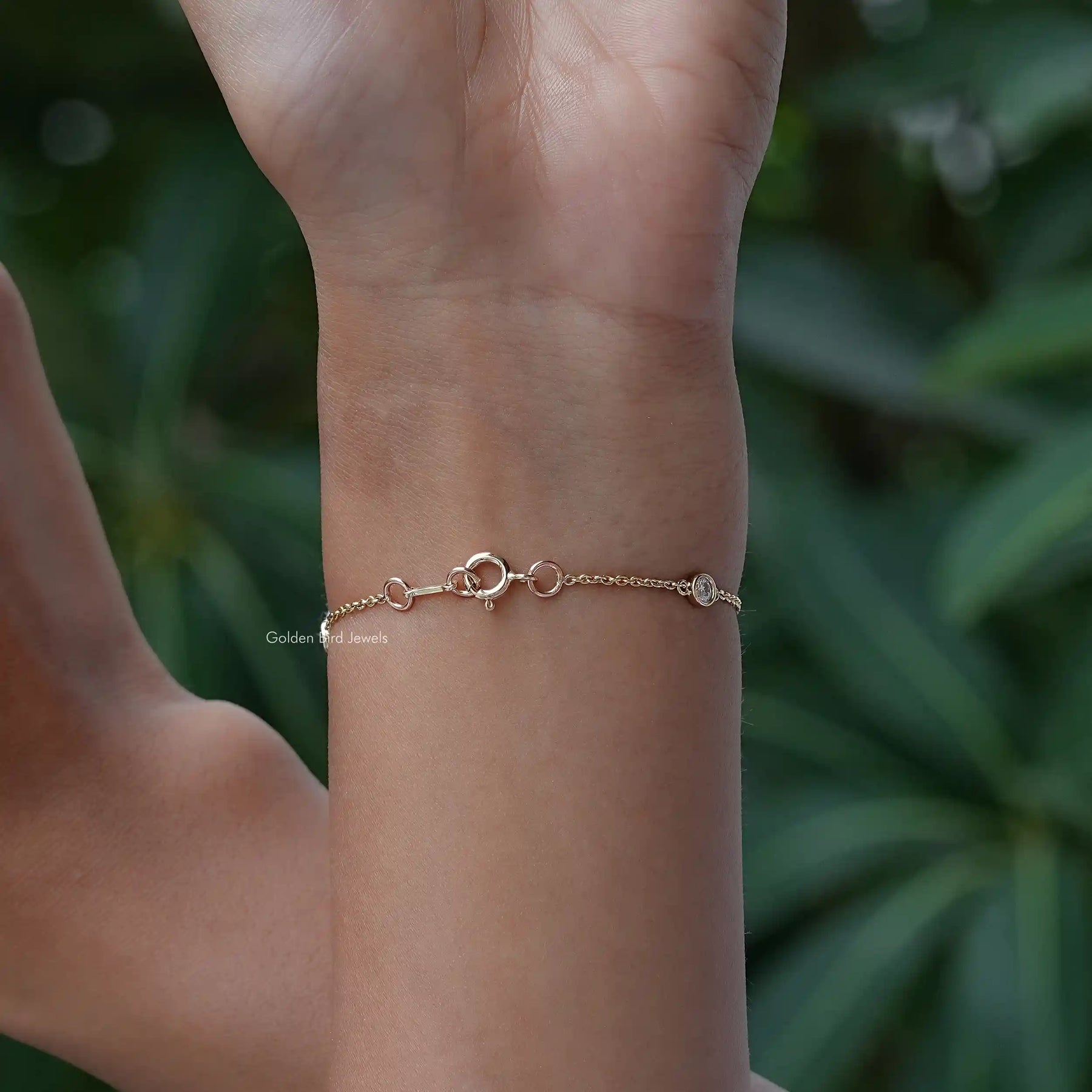 Back view of moissanite round cut bracelet