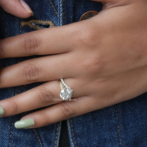 Moissanite Round Cut Accent Stone Ring In White Gold