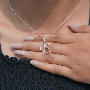 Round Cut Moissanite E Letter Pendant