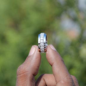 Side View of Round Shaped Moissanite Half Eternity Men's Band