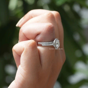 View of Moissanite Double Layered Wedding Ring Set in white gold