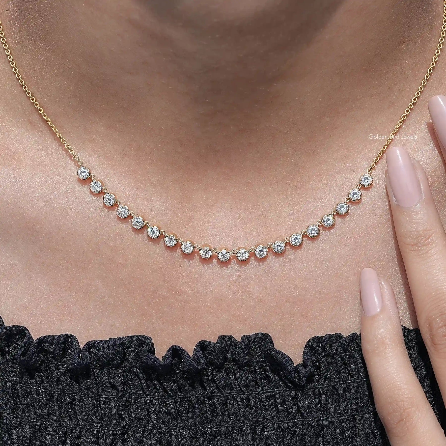 Old European Round Cut Moissanite Necklace