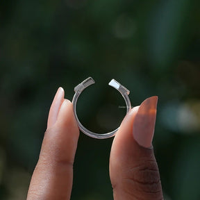 [Open Cuff Round Cut Moissanite Wedding Band]-[Golden Bird Jewels]