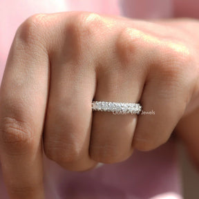 Round Cut Pave Set Moissanite Eternity Band