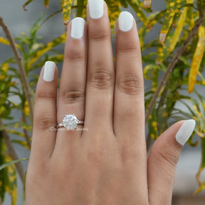 Detailed View of Round Cut Moissanite Solitaire Ring In White Gold