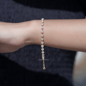 Colorless Round Cut Moissanite Bracelet