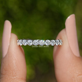 Round Cut Moissanite Three Quarter Eternity Wedding Band
