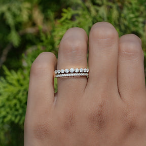 Round Moissanite Two Row Half Eternity Matching Band