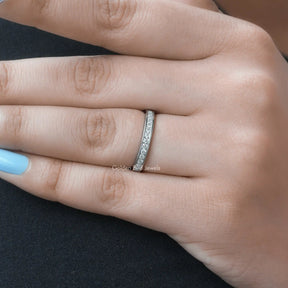 View of Round Cut Moissanite Ring In White Gold
