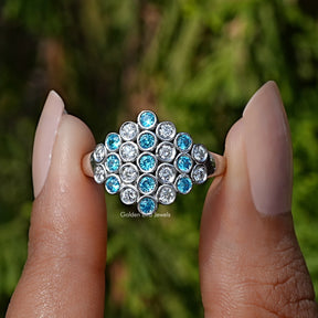 Front view of Round Cut Pairiba Gemstone Ring  