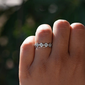 View of Round Cut Lab Grown Diamond Curved Band In White Gold
