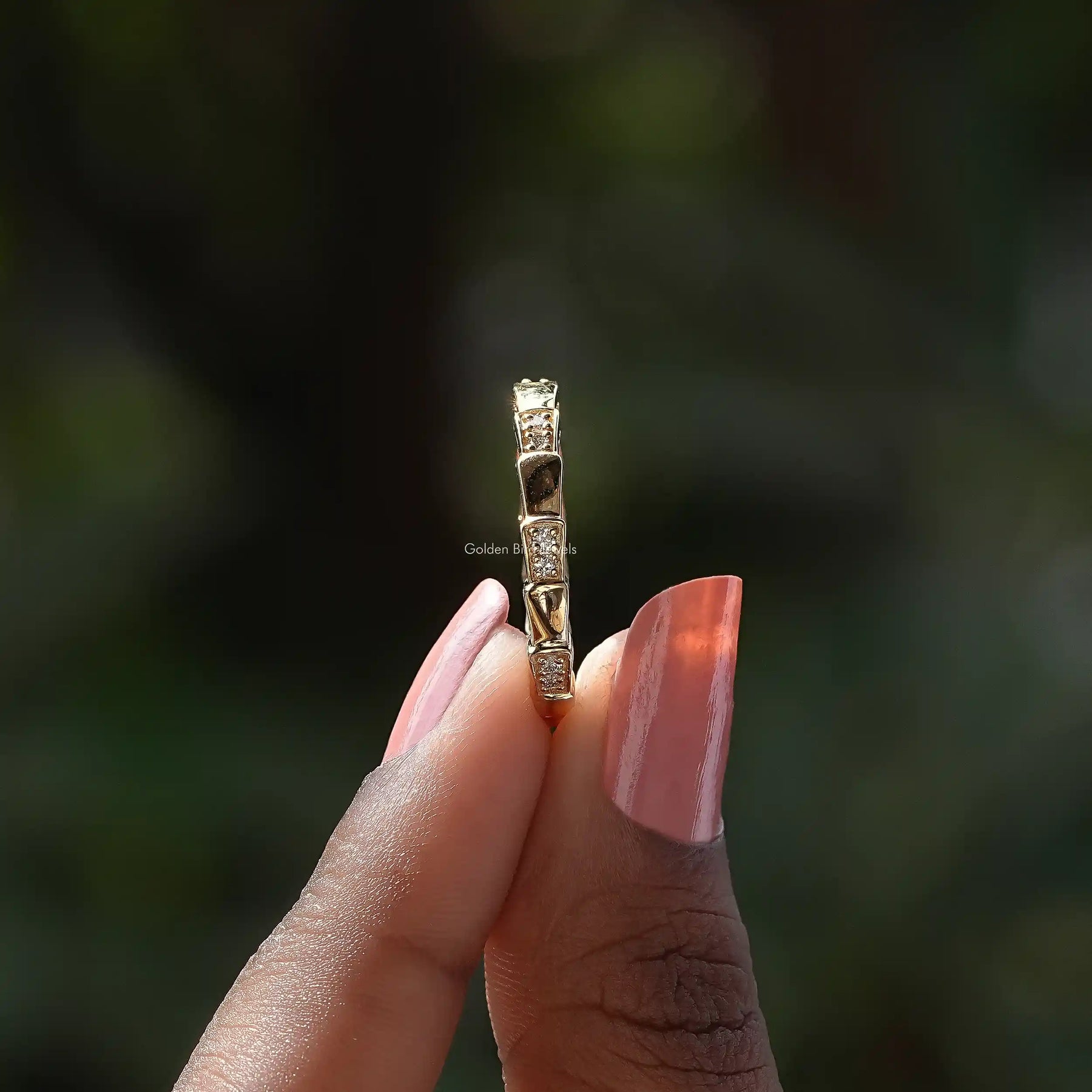 Side View of Round Cut Lab Diamond Full Eternity Band
