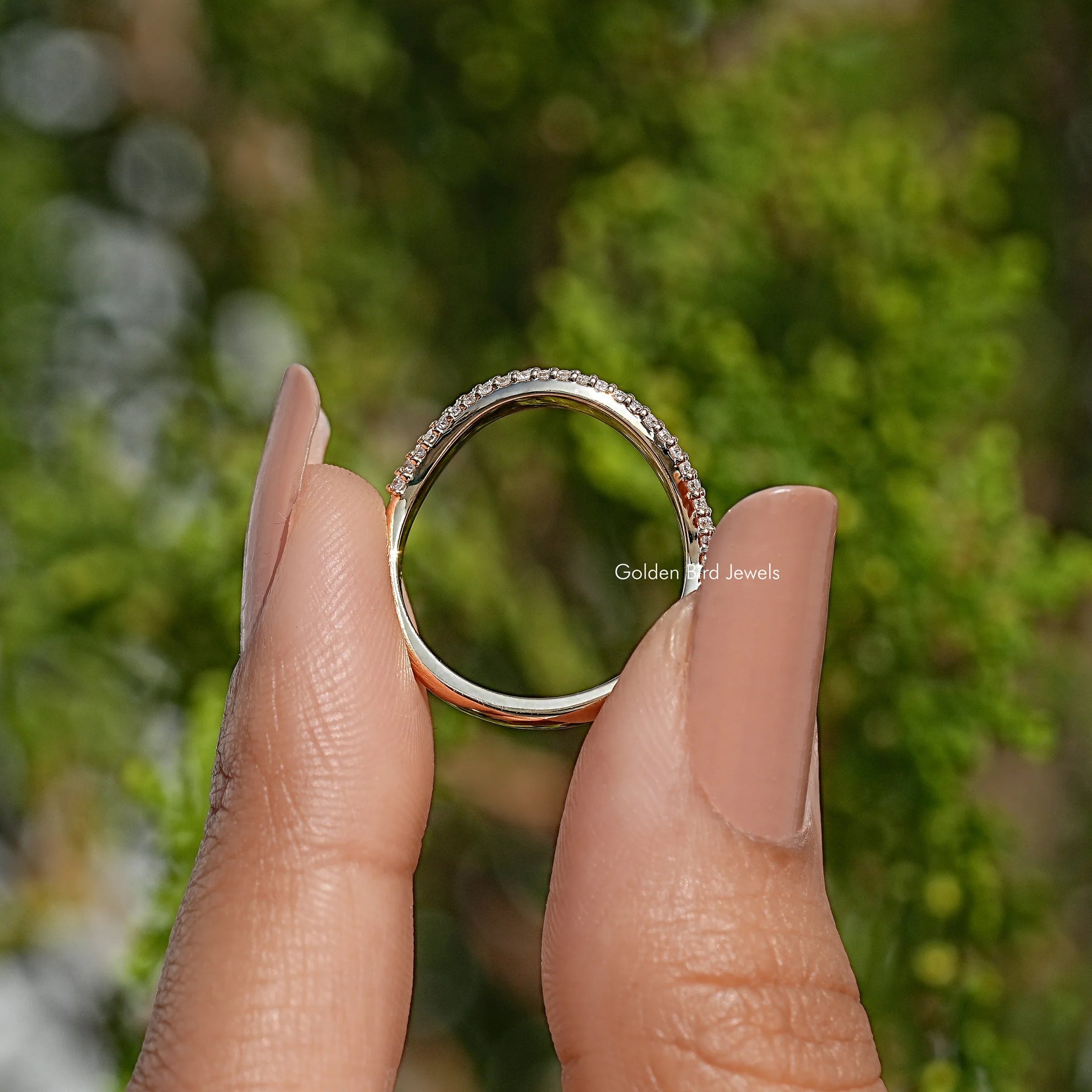 Round Lab Diamond Pave Set Wedding Band