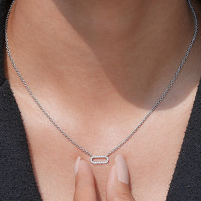 Neck's View of Round Cut Diamond Pendant​ In White Gold