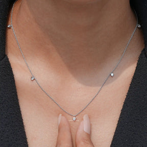 View Of Round Cut Diamond Station Necklace In Women's