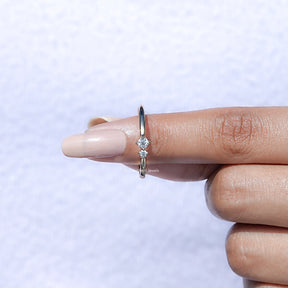 In finger front View of Round Cut Lab Diamond Toi Et Moi Ring In White Gold