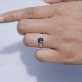 Blue Topaz Round Gemstone Accent Stone Ring