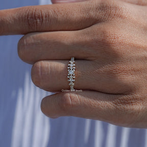 Round Shaped Lab Damond Cluster Engagement Ring