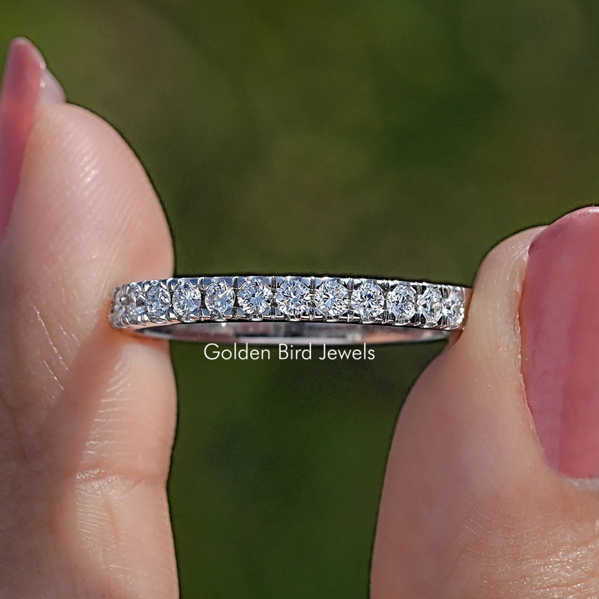 Round Lab Diamond Eternity Wedding Band