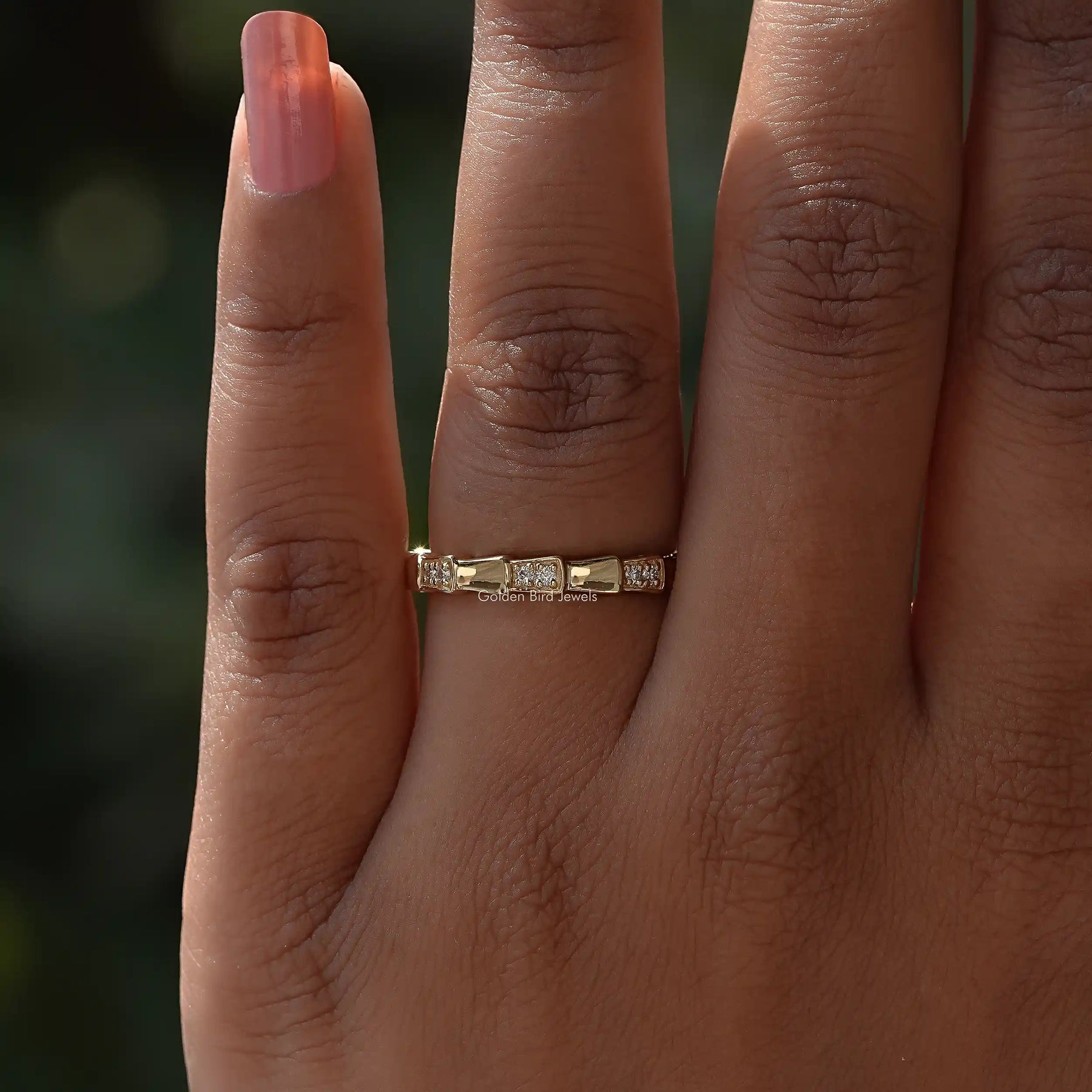 In finger view of Round Cut Lab Diamond Halo Ring
