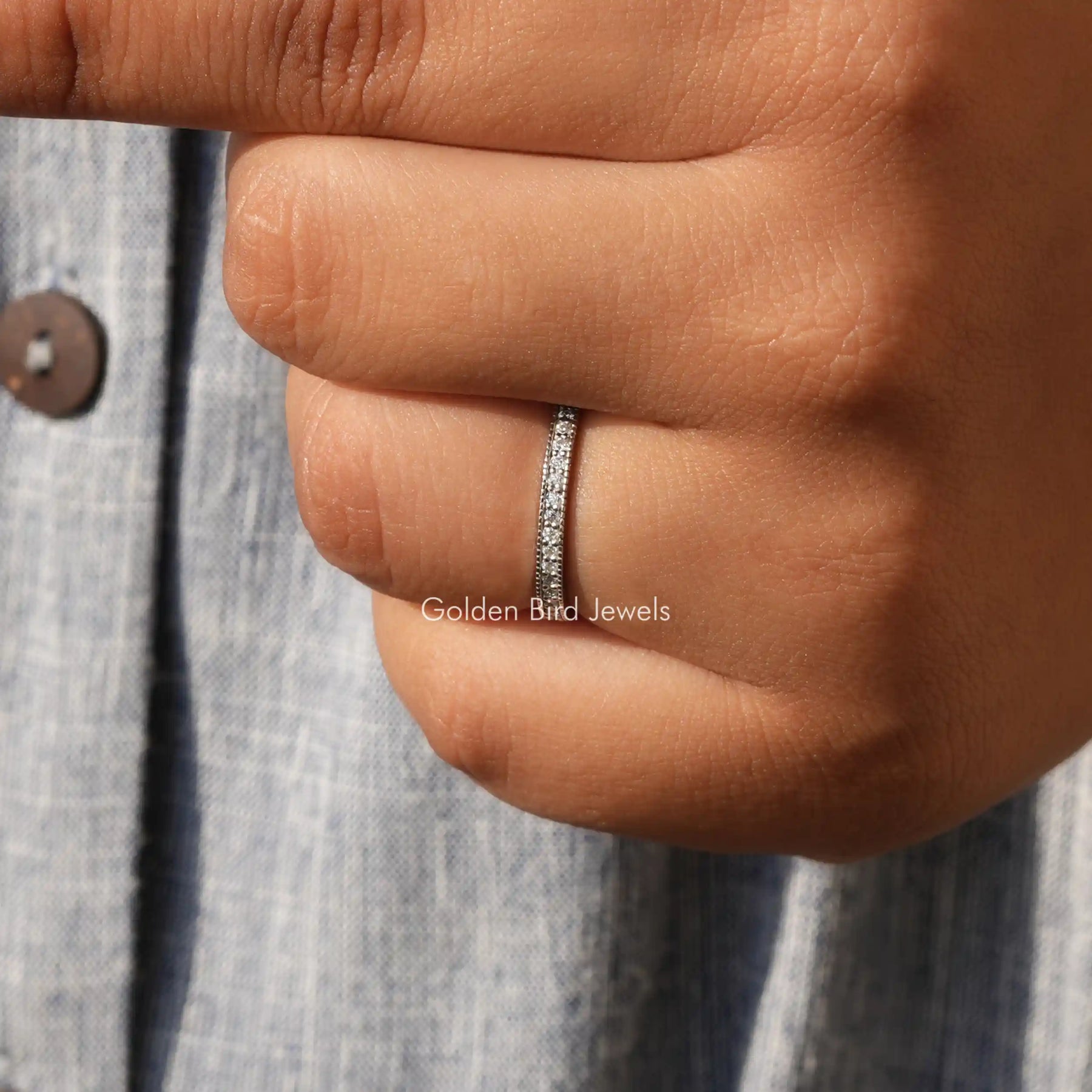 Round Cut Lab Diamond Full Eternity Wedding Band