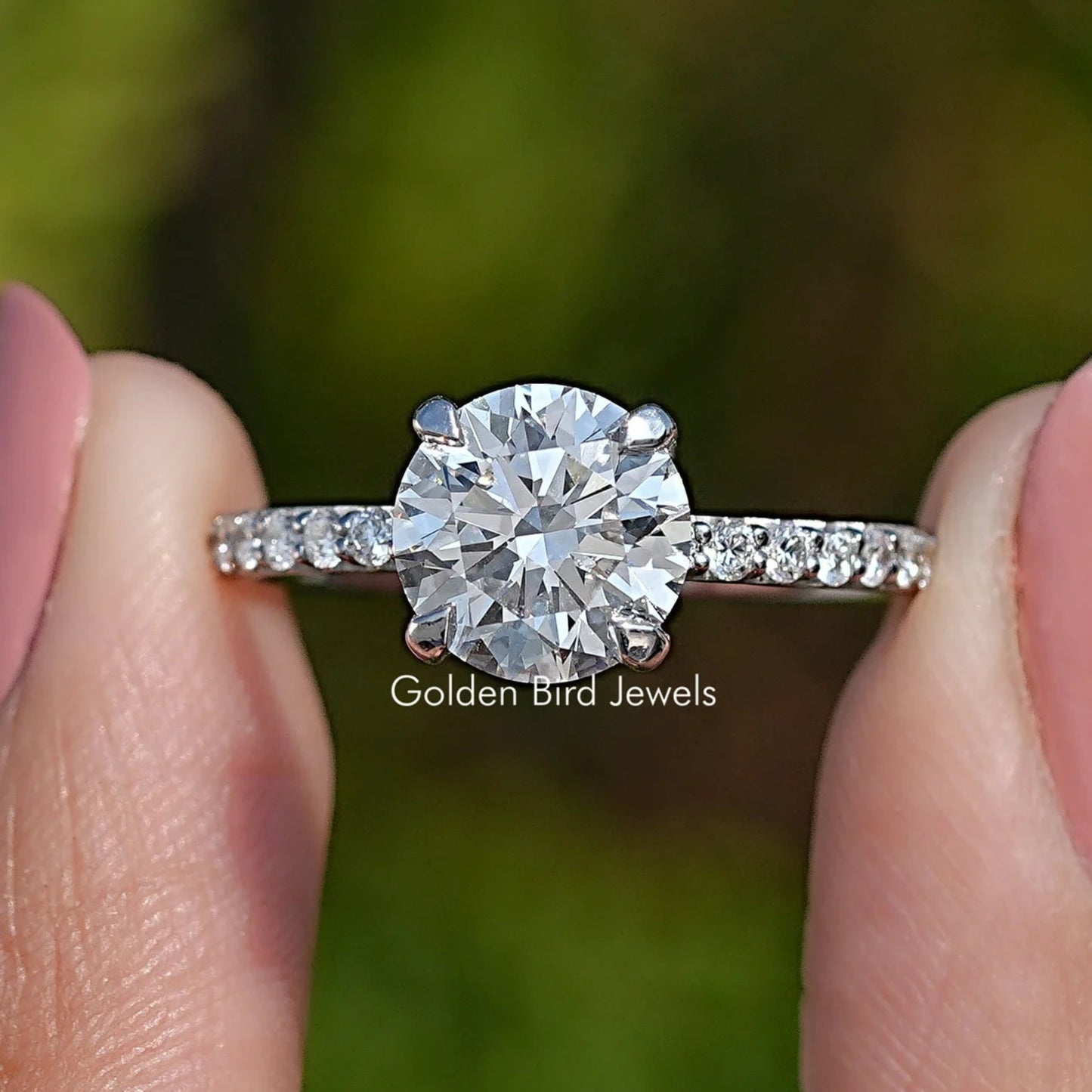 Front View of Round Shaped Lab Diamond Hidden Halo Ring