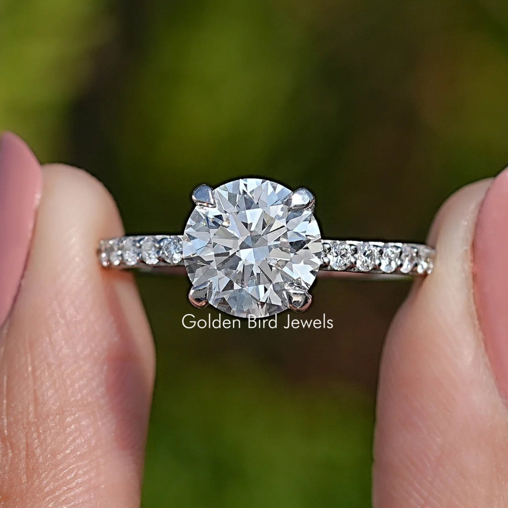 Front View of Round Shaped Lab Diamond Hidden Halo Ring