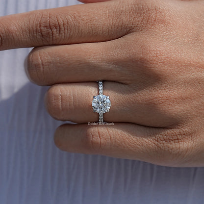 Close View Of Round Shaped Lab Diamond Hidden Halo Ring
