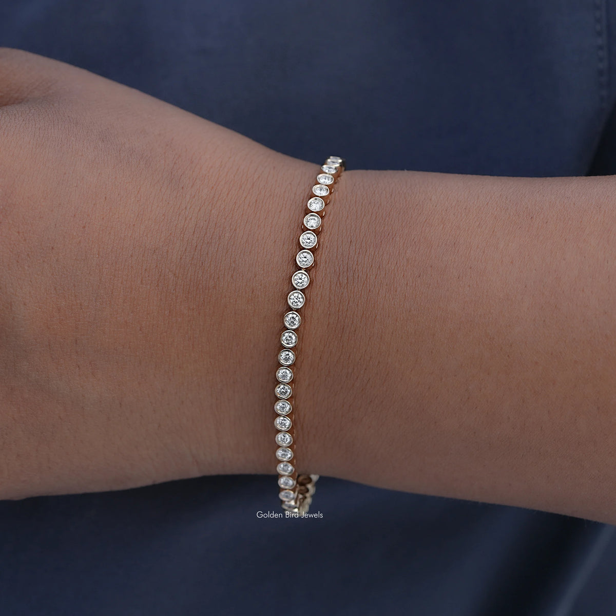 View Of White Gold Round Cut Bracelet  