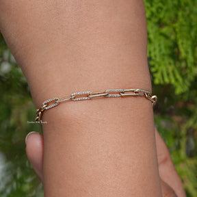 View Of Round Cut lab Diamond Link Bracelet