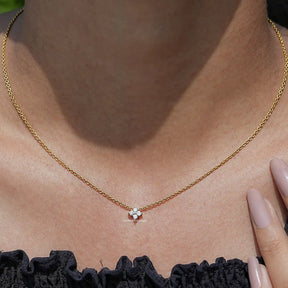 View of Round Cut Lab Grown Diamond Pendant​ In Women's