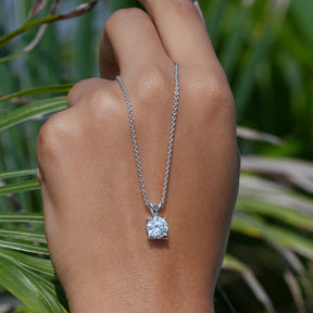 [Lab Diamond Round Cut Solitaire Pendant]-[Golden Bird Jewels]