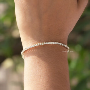 Side View Of Round Lab Grown Diamond Tennis Bracelet
