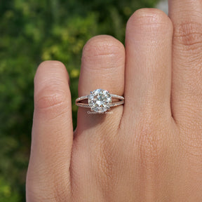 Round Cut Moissanite Accent Engagement Ring
