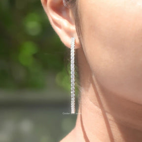 [Moissanite Round Inside Out Hoop Earrings]-[Golden Bird Jewels]