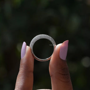 [Colorless Round Cut Micro Pave Wedding Band]-[Golden Bird Jewels]