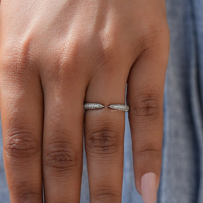 [Open Cuff Moissanite Round Cut Wedding Band]-[Golden Bird Jewels]