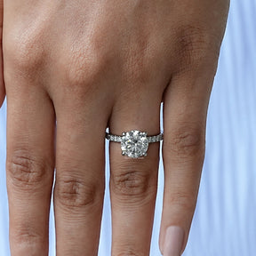 Detailed View Of Round Cut Diamond Ring In White Gold
