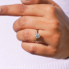 Close-Up View of Round Cut Solitaire Engagement Ring In White Gold